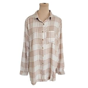 C&C California Plaid Long Sleeve Button Up Shirt Sz L